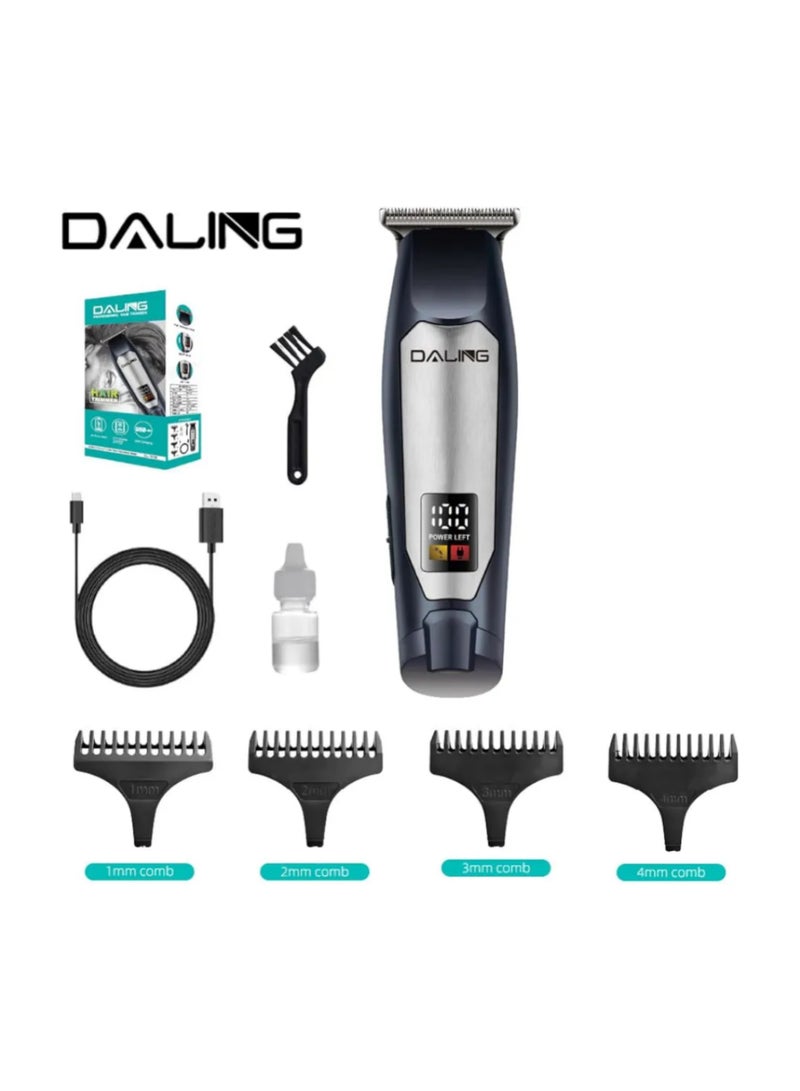 Daling Professional Cordless Hair & Beard Trimmer with LED Digital Display, 4 Guide Combs and USB Rechargeable - Image 1