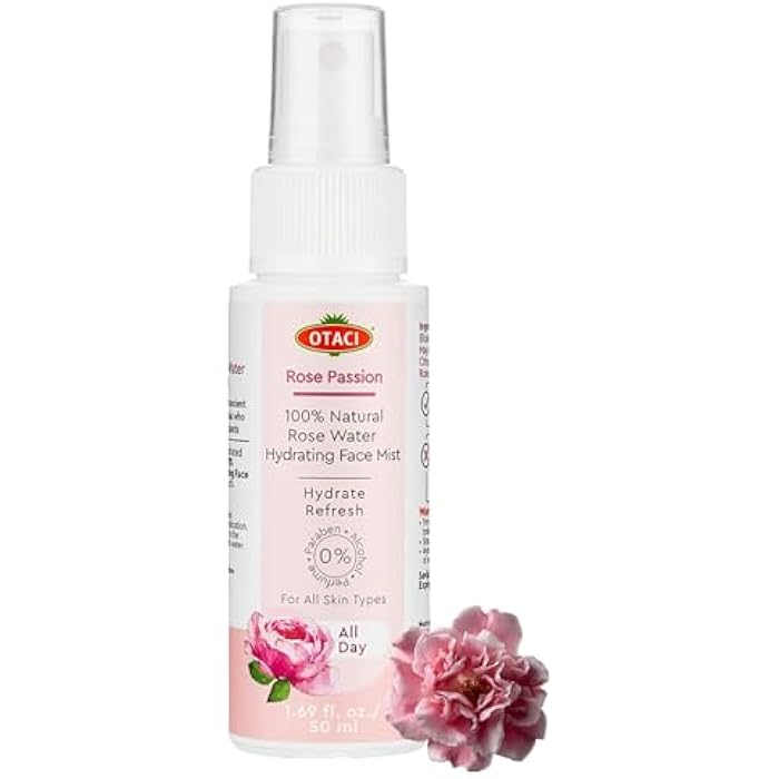 OTACI Rose Passion Face Mist Spray – 100% Natural Rose Water Hydrating Mist for Glowing, Refreshed Skin – Travel Size 50ml – Vegan, Alcohol-Free, for All Skin Types - Image 1
