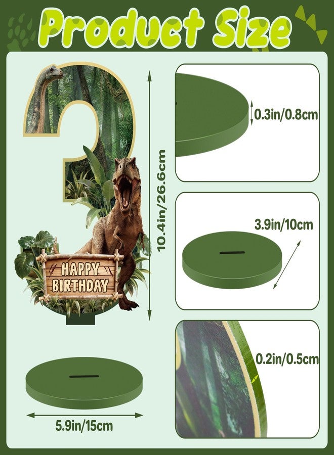 Bsenhe Dinosaur Table Decorations, Dinosaur Centerpieces for 3rd Birthday Decorations for Boys Dino Theme Number Sign Party Supplies Photo Props (Number 3) - Image 2