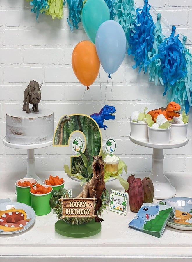 Bsenhe Dinosaur Table Decorations, Dinosaur Centerpieces for 3rd Birthday Decorations for Boys Dino Theme Number Sign Party Supplies Photo Props (Number 3) - Image 4