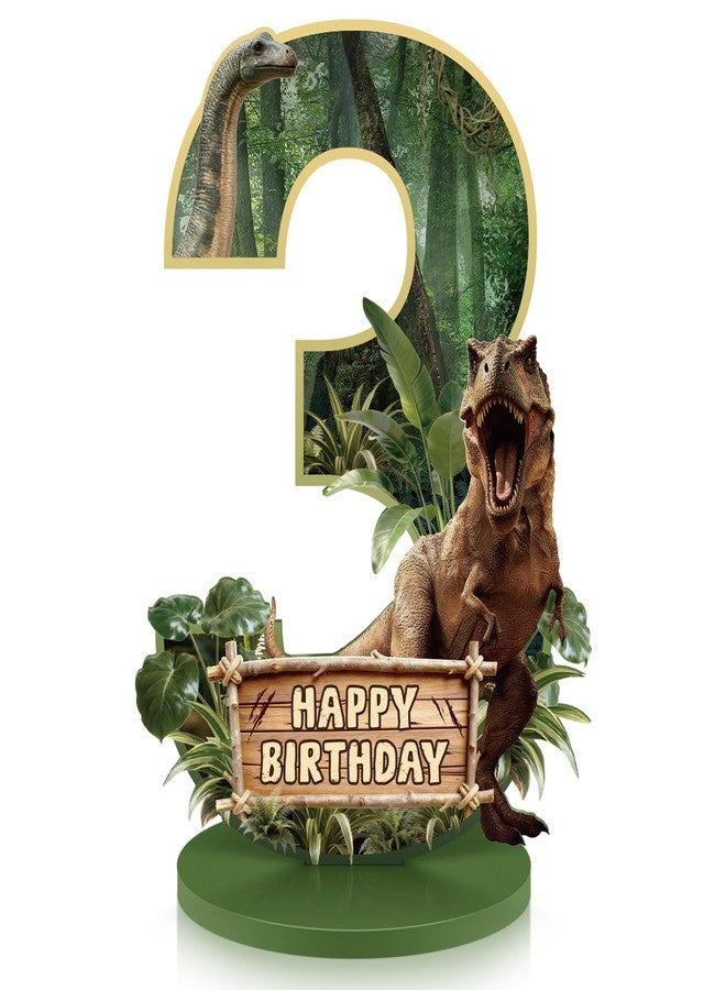 Bsenhe Dinosaur Table Decorations, Dinosaur Centerpieces for 3rd Birthday Decorations for Boys Dino Theme Number Sign Party Supplies Photo Props (Number 3) - Image 1