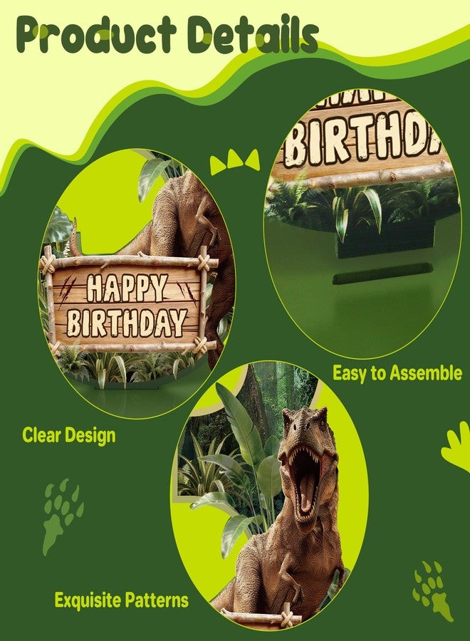 Bsenhe Dinosaur Table Decorations, Dinosaur Centerpieces for 3rd Birthday Decorations for Boys Dino Theme Number Sign Party Supplies Photo Props (Number 3) - Image 3