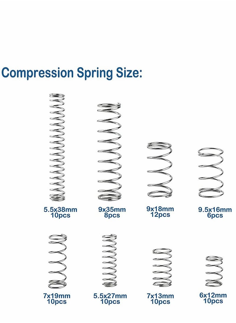 Excefore - 200 Pieces Zinc Plated Spring Assortment Kit, Compression Spring Tension Spring Transparent PP Plastic Box 20 Kinds of Size Extension and Compression Spring Repair Tool Replacement Kit - Image 1