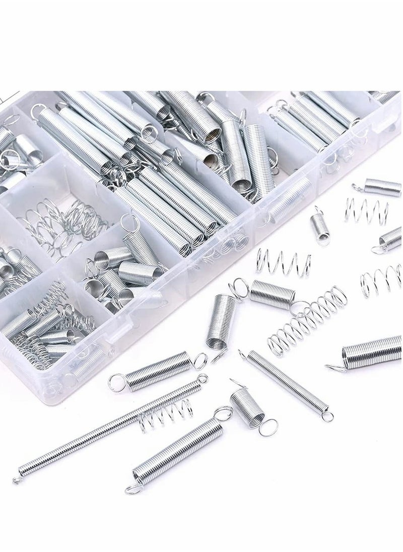 Excefore - 200 Pieces Zinc Plated Spring Assortment Kit, Compression Spring Tension Spring Transparent PP Plastic Box 20 Kinds of Size Extension and Compression Spring Repair Tool Replacement Kit - Image 1