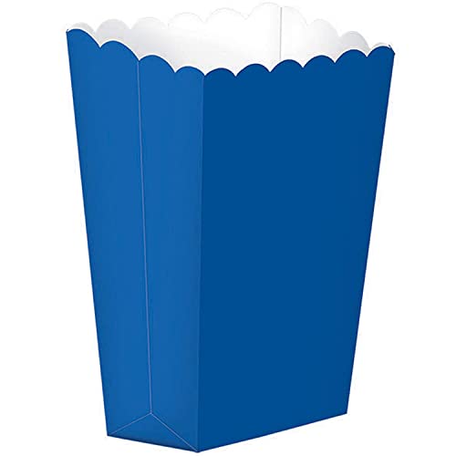 Amscan Adorable Bright Royal Blue Small Scalloped Popcorn Box - 5.25" x 3.75" (5 Pieces) - Ideal for Birthday, Party Favors, Celebrations & More - Image 1