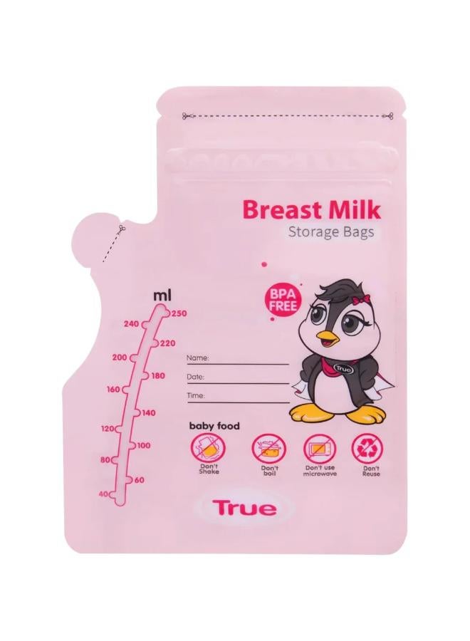 True Breastmilk Sterilized Storage Bags 250ml - 30Pcs (Pink) - Image 2