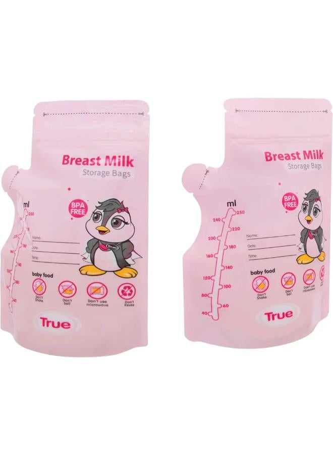 True Breastmilk Sterilized Storage Bags 250ml - 30Pcs (Pink) - Image 3
