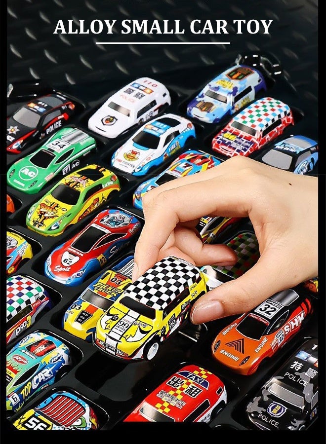 جودي بلاي مجموعة سيارات سيارة مصغرة  سيارات لعبة لعبة سيارات تعمل بالسحب للخلف من خليط معدني وصندوق تخزين وخريطة، سيارات سباق صغيرة تعمل بالدفع والسحب للخلف للأطفال، هدايا حفلات مناسبة للأطفال بعمر 3 سنوات فما فوق، هدية للأولاد والبنات، 50 قطعة - Image 2