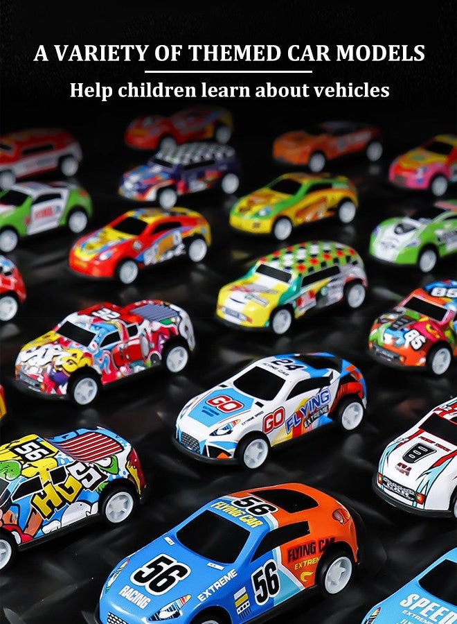 جودي بلاي مجموعة سيارات سيارة مصغرة  سيارات لعبة لعبة سيارات تعمل بالسحب للخلف من خليط معدني وصندوق تخزين وخريطة، سيارات سباق صغيرة تعمل بالدفع والسحب للخلف للأطفال، هدايا حفلات مناسبة للأطفال بعمر 3 سنوات فما فوق، هدية للأولاد والبنات، 50 قطعة - Image 4