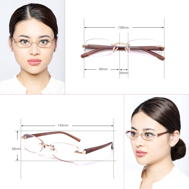 Feivsn 3-Pack Rimless Reading Glasses For Women  Lightweight Spring Hinge Readers  Classic Elegant Artistic Eyeglasses Uv 400 (Brown 2.5 Etc) - Image 2