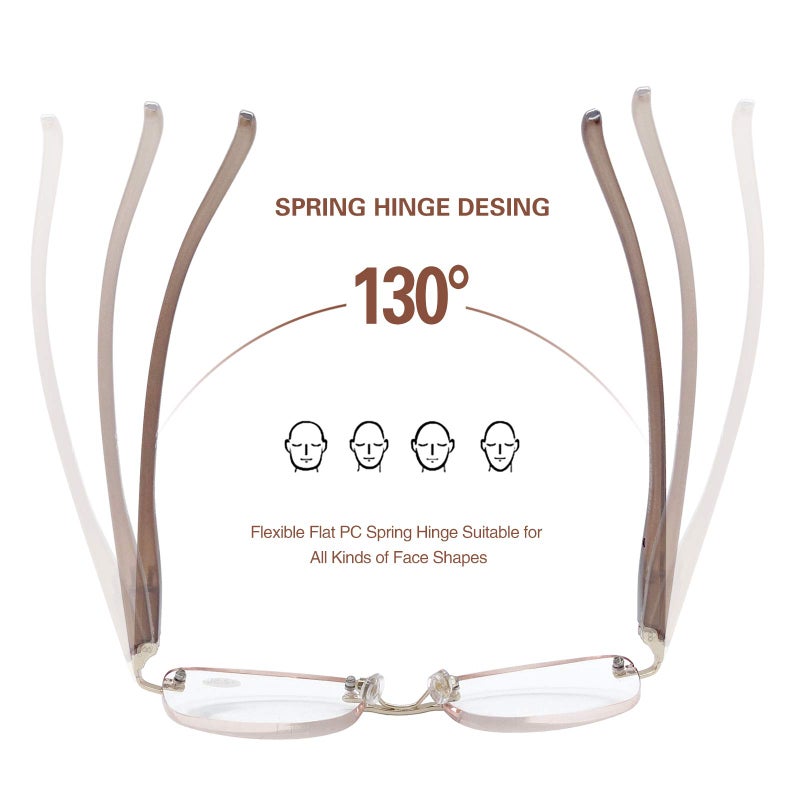 Feivsn 3-Pack Rimless Reading Glasses For Women  Lightweight Spring Hinge Readers  Classic Elegant Artistic Eyeglasses Uv 400 (Brown 2.5 Etc) - Image 4