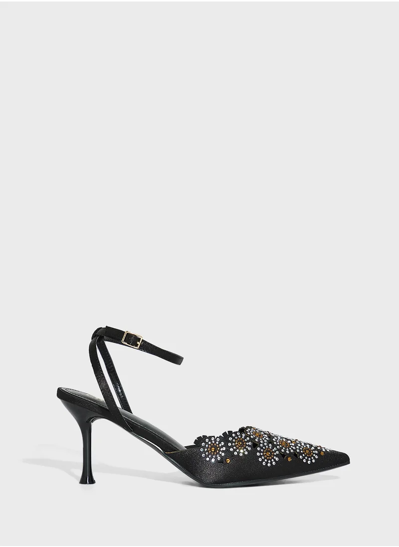 Ella Limited Edition Floral Embellished Backstrap Pump