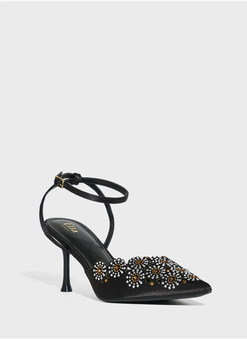 Ella Limited Edition Floral Embellished Backstrap Pump