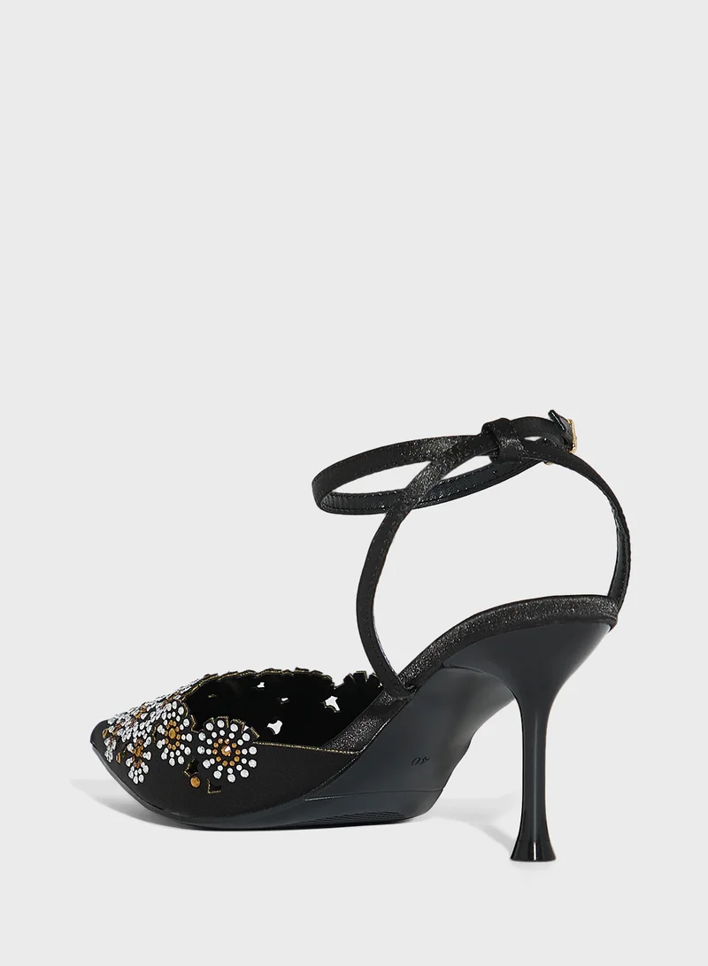 Ella Limited Edition Floral Embellished Backstrap Pump