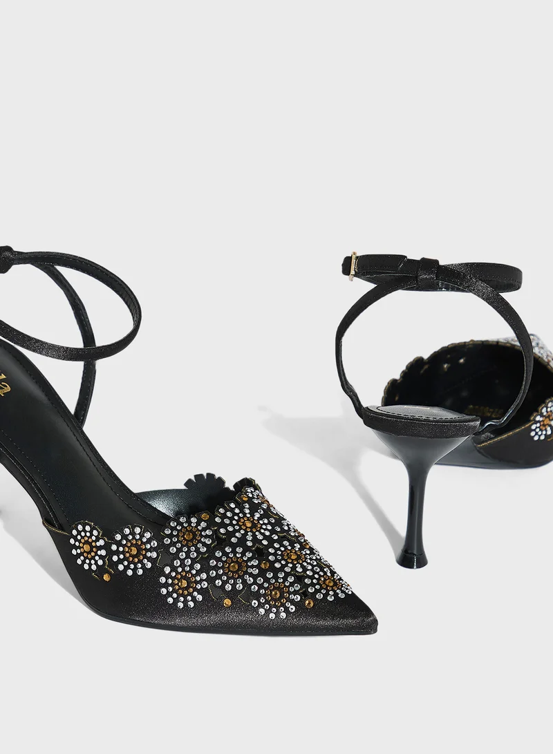 Ella Limited Edition Floral Embellished Backstrap Pump