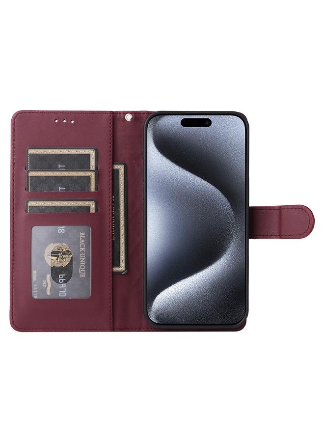 اس-توب جراب هاتف iPhone 15 Pro من الجلد بتصميم شبكي ماسي قابل للطي - Image 4