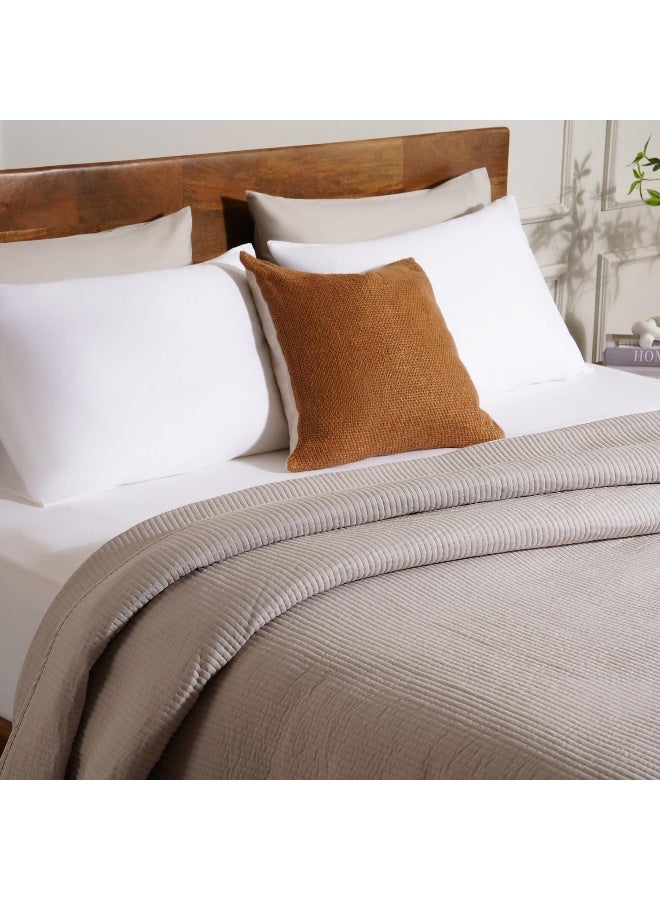 Pan Home غطاء سرير مخملي من يوكاليبتوس 220X240 سم - رمادي بخاري - Image 4