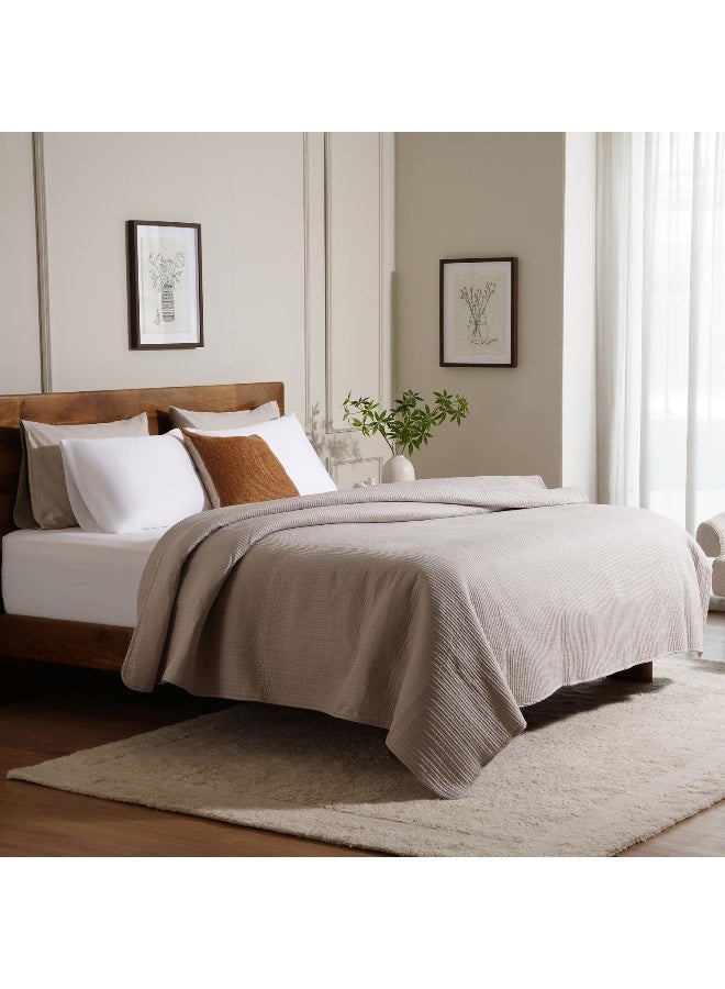 Pan Home غطاء سرير مخملي من يوكاليبتوس 220X240 سم - رمادي بخاري - Image 2