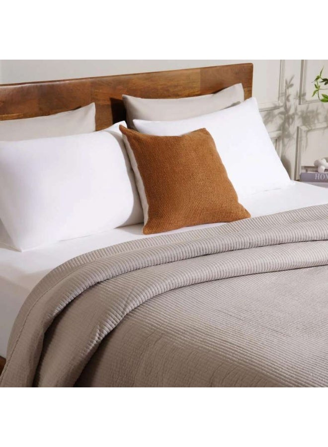 Pan Home غطاء سرير مخملي من يوكاليبتوس 220X240 سم - رمادي بخاري - Image 2