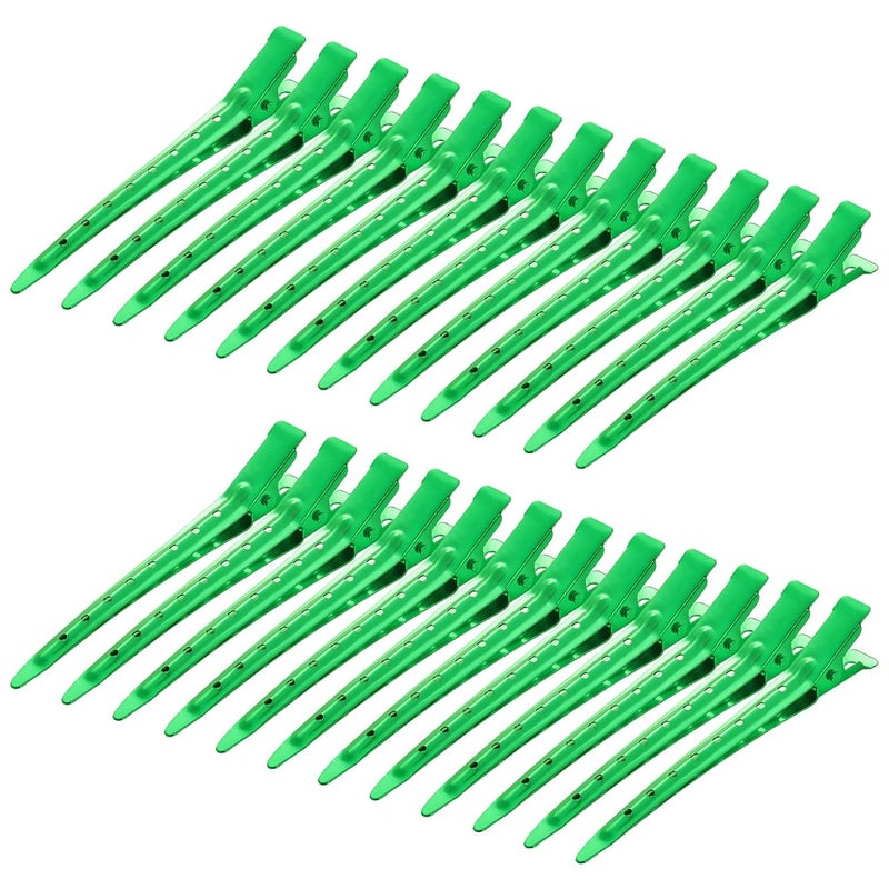 Bantoye 24 Packs Duck Bill Clips Bantoye 335 Inches Rustproof Metal Alligator Curl Clips with Holes for Hair Styling Hair Coloring Green