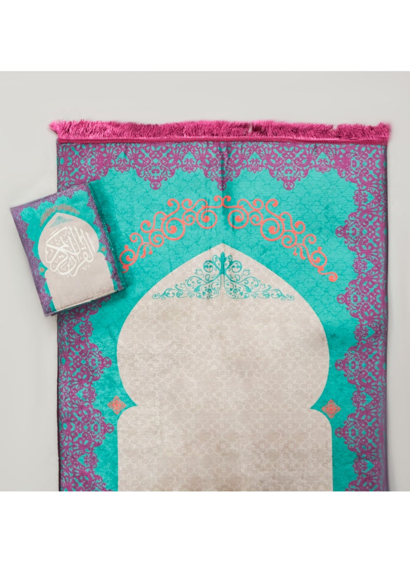 Handmade - Al-Khan Padded Prayer Mat and Quran Cover Set - Image 1