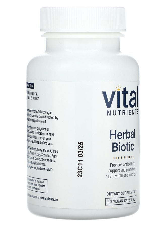Vital Nutrients Herbal Biotic 60 Vegan Capsules - Image 2