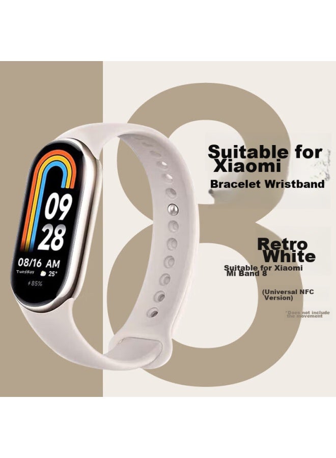 KOVOL Compatible With Xiaomi Band 9 Strap, Xiaomi Band 8 Wristband, Non-original Liquid Silicone Sports Band 9/8 Universal Nfc Version, Replacement Strap For Men And Women, Vintage White - Image 1