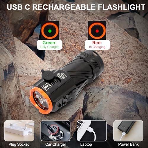 Feelon LED Flashlights Rechargeable High Lumens, 90000 Lumen Super Bright Zoomable with USB Cable, 7 Modes Powerful Handheld LED Flashlights for Home Emergencies Camping Camping (Modern) - Image 4