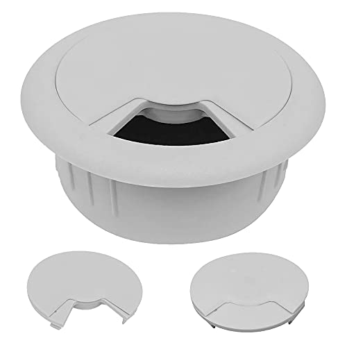 Master Manufacturing CordAway 3-1/3" Desk Grommet, Adjustable Cord Cover, Cable Hole Wire Management, Three Different Sized Opening, Made in USA, White Plastic (00263) - Image 1