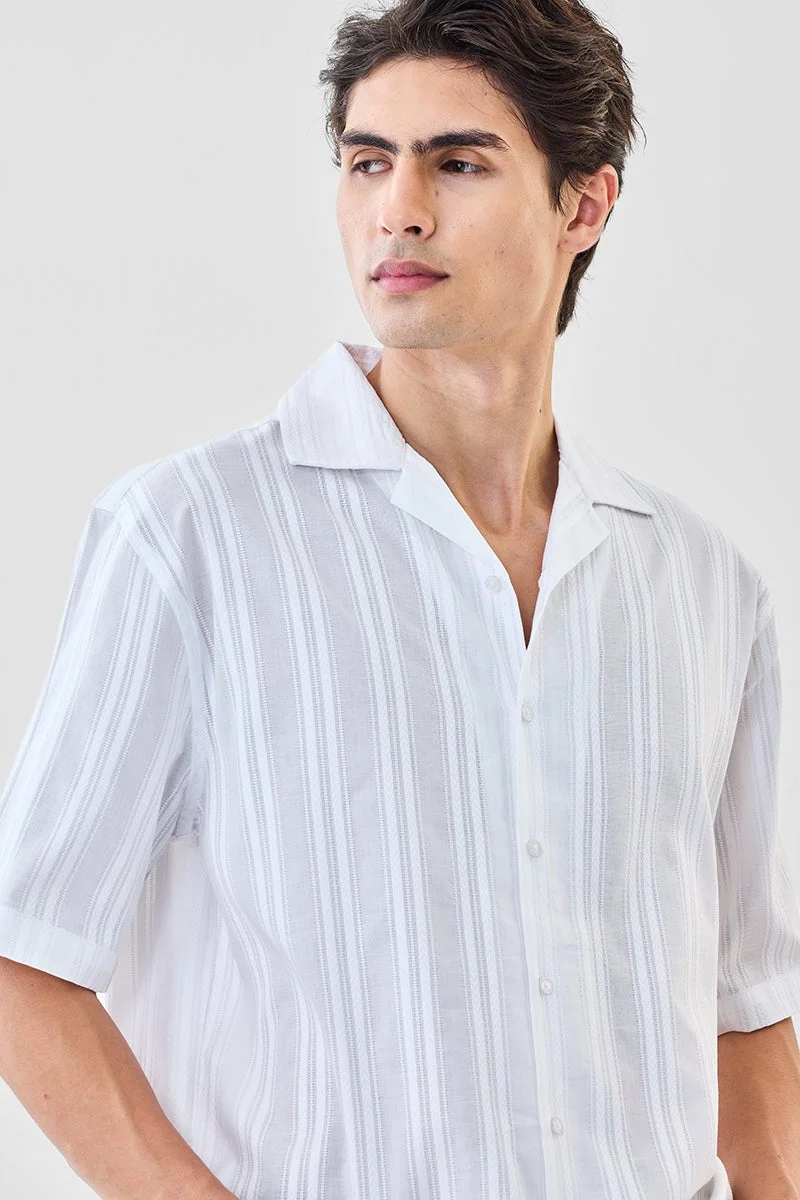 سنيتش قميص قطني % بقصة صندوقية بنقش بارز