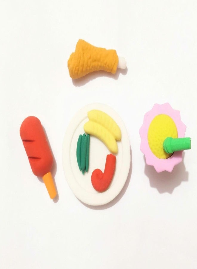 BriKSHi Fruit Fast Food & Ice-Cream Theme Erasers Set for Kids - Banana (4 Eraser) - Brown, Oval, Thermoplastic Elastomers, Fruit Shaped Eraser Set, Drawing - Image 1