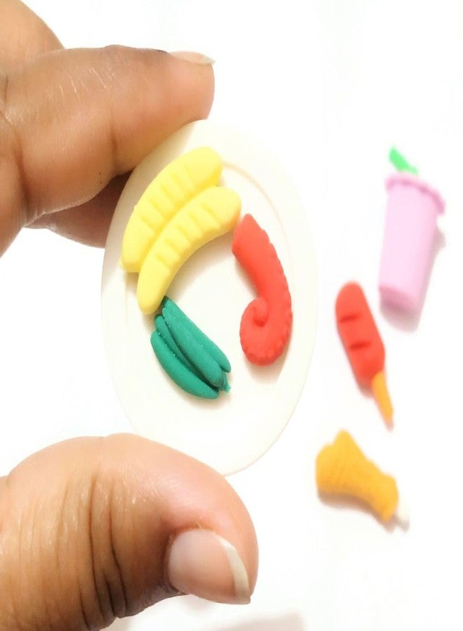 BriKSHi Fruit Fast Food & Ice-Cream Theme Erasers Set for Kids - Banana (4 Eraser) - Brown, Oval, Thermoplastic Elastomers, Fruit Shaped Eraser Set, Drawing - Image 3