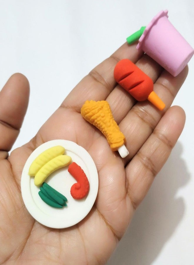 BriKSHi Fruit Fast Food & Ice-Cream Theme Erasers Set for Kids - Banana (4 Eraser) - Brown, Oval, Thermoplastic Elastomers, Fruit Shaped Eraser Set, Drawing - Image 4