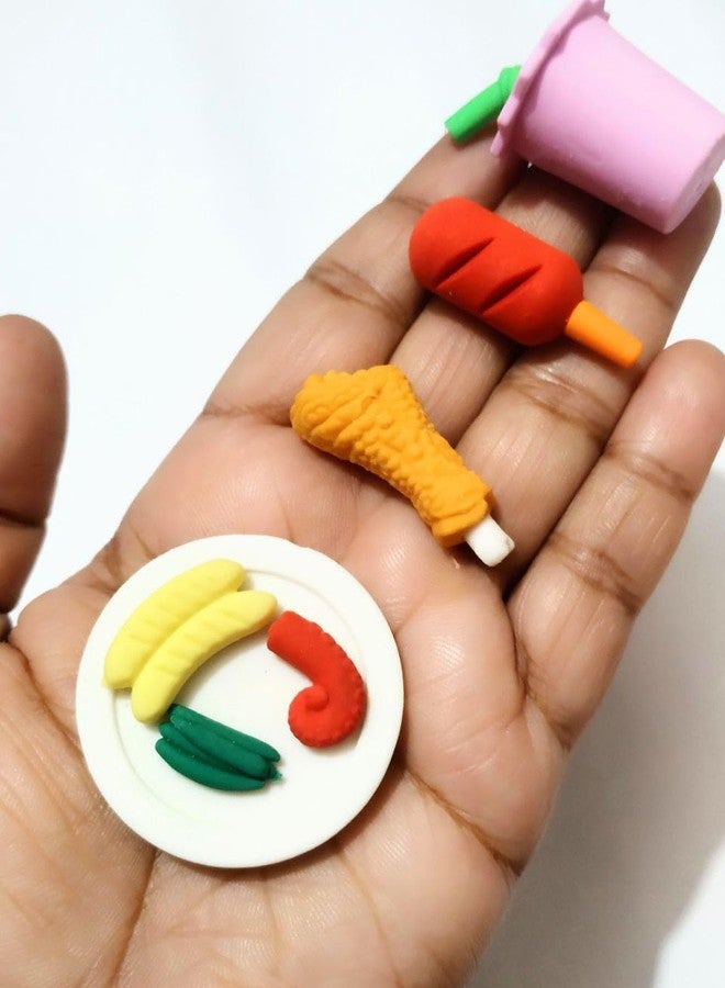 BriKSHi Fruit Fast Food & Ice-Cream Theme Erasers Set for Kids - Banana (4 Eraser) - Brown, Oval, Thermoplastic Elastomers, Fruit Shaped Eraser Set, Drawing - Image 5