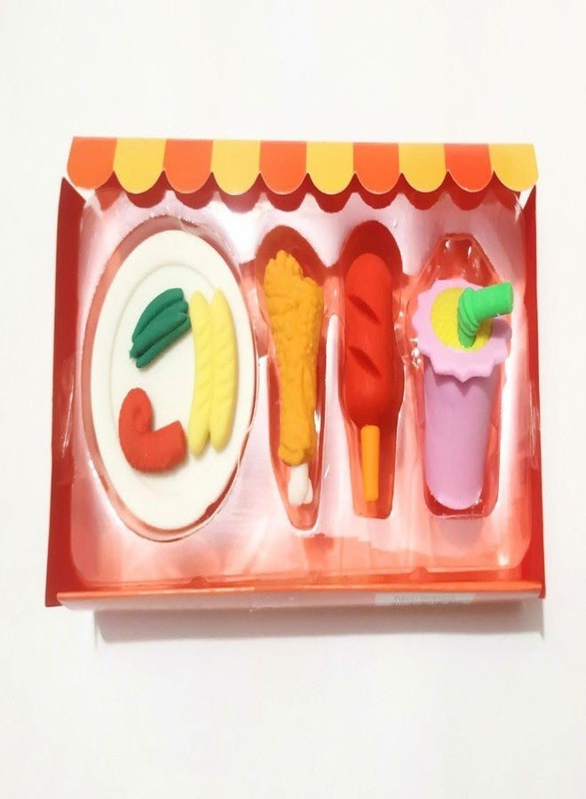 BriKSHi Fruit Fast Food & Ice-Cream Theme Erasers Set for Kids - Banana (4 Eraser) - Brown, Oval, Thermoplastic Elastomers, Fruit Shaped Eraser Set, Drawing - Image 2