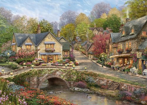 Buffalo Games Ceaco Summer in Cobblestone Village Thomas Kinkade 1000 Piece Jigsaw Puzzle in Premium Collectors Tin Fun Challenge for Adults Families - Image 5