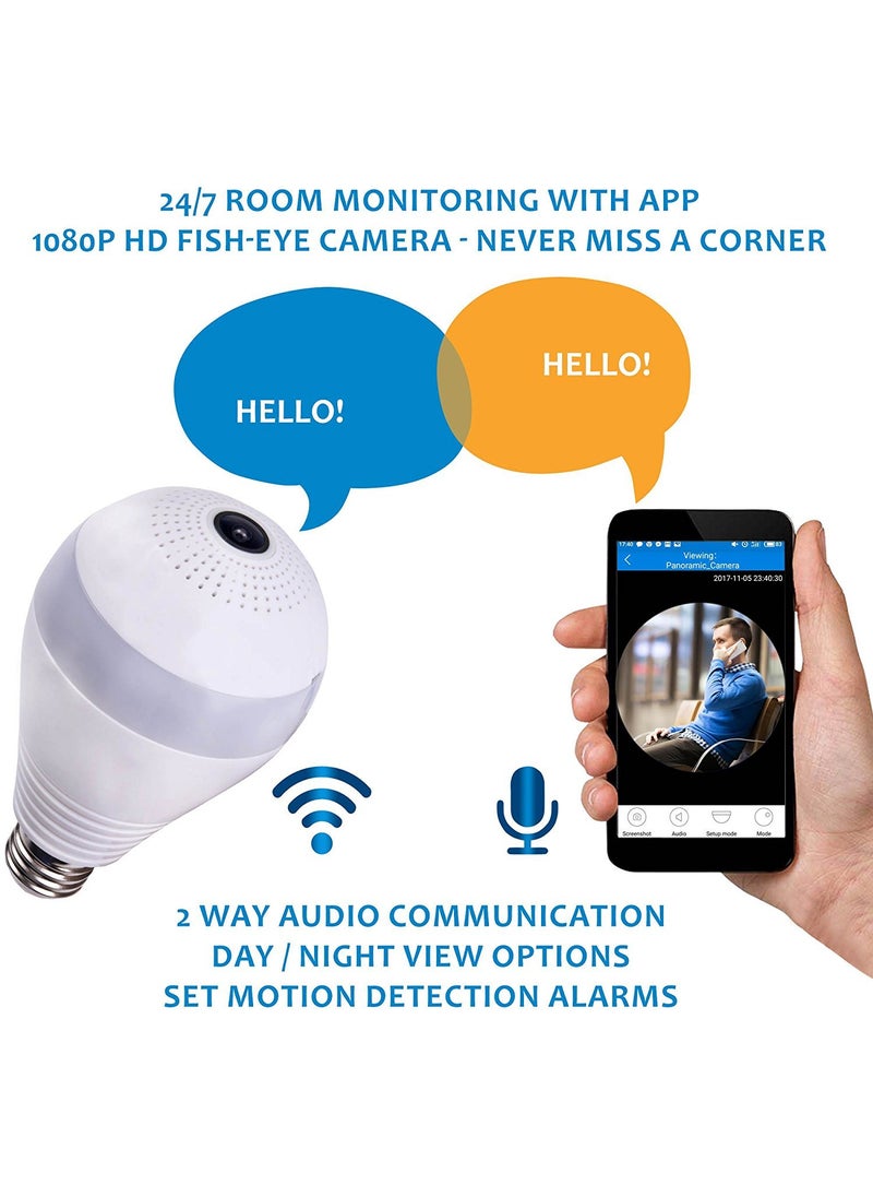 MatLogix MatLogix Dual Lens Smart CCTV Camera WiFi IP Home Security Camera Double Side View Rotating Pan Tilt 2 Way Talk Auto Tracking Motion Detection Indoor CCTV IP Camera Bulb Camera  - Image 5