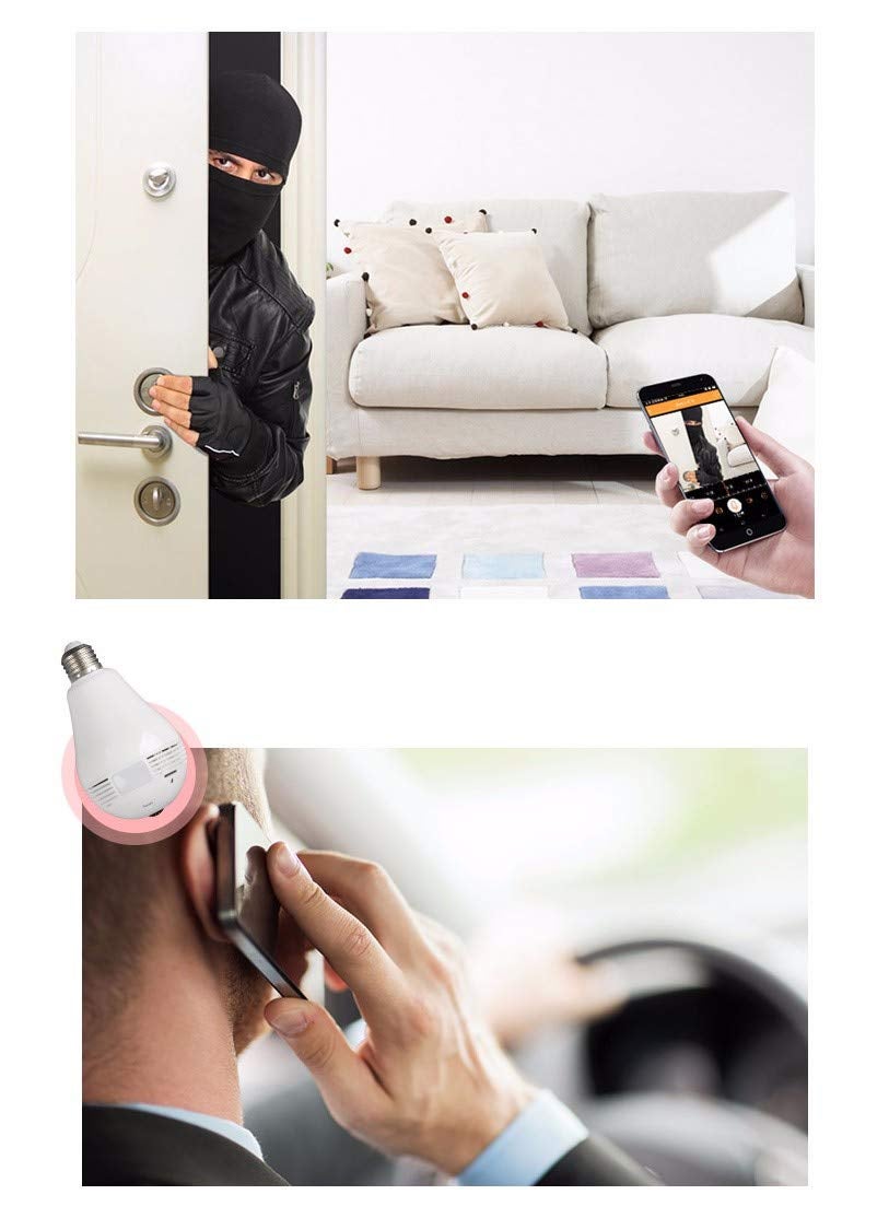 MatLogix MatLogix Dual Lens Smart CCTV Camera WiFi IP Home Security Camera Double Side View Rotating Pan Tilt 2 Way Talk Auto Tracking Motion Detection Indoor CCTV IP Camera Bulb Camera  - Image 2