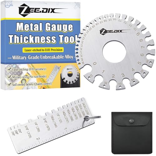 ZeeDix Wire Gauge Measuring Tool (2 Pcs) - Round Dual Sided Metal Sheet Gage & Metal Sheet Thickness Gauge, Stainless Sheet Wire Size Chart & Welding Measurement Tool - Image 1