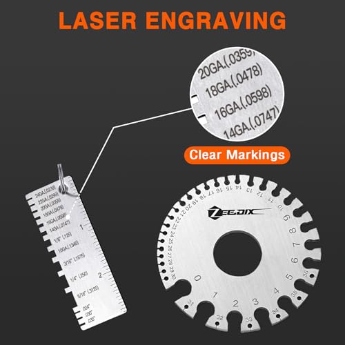 ZeeDix Wire Gauge Measuring Tool (2 Pcs) - Round Dual Sided Metal Sheet Gage & Metal Sheet Thickness Gauge, Stainless Sheet Wire Size Chart & Welding Measurement Tool - Image 4