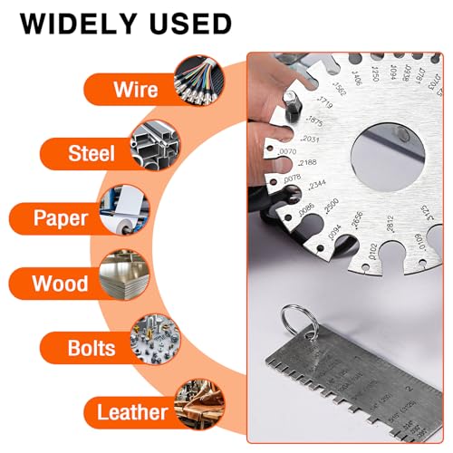 ZeeDix Wire Gauge Measuring Tool (2 Pcs) - Round Dual Sided Metal Sheet Gage & Metal Sheet Thickness Gauge, Stainless Sheet Wire Size Chart & Welding Measurement Tool - Image 5