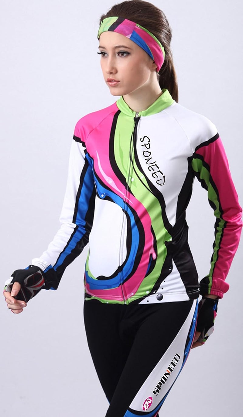 sponeed Women's Cycle Jersey Long Sleeve Bike Riding Clothes Breathable - Image 2
