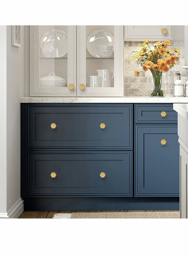 Zikra Cabinet Knobs Gold Drawer Knobs Solid Brass Cupboard Knobs with 6 Screws for Drawer, Wardrobe, Cabinets, Doors, Decoration （6Pcs ） - Image 3