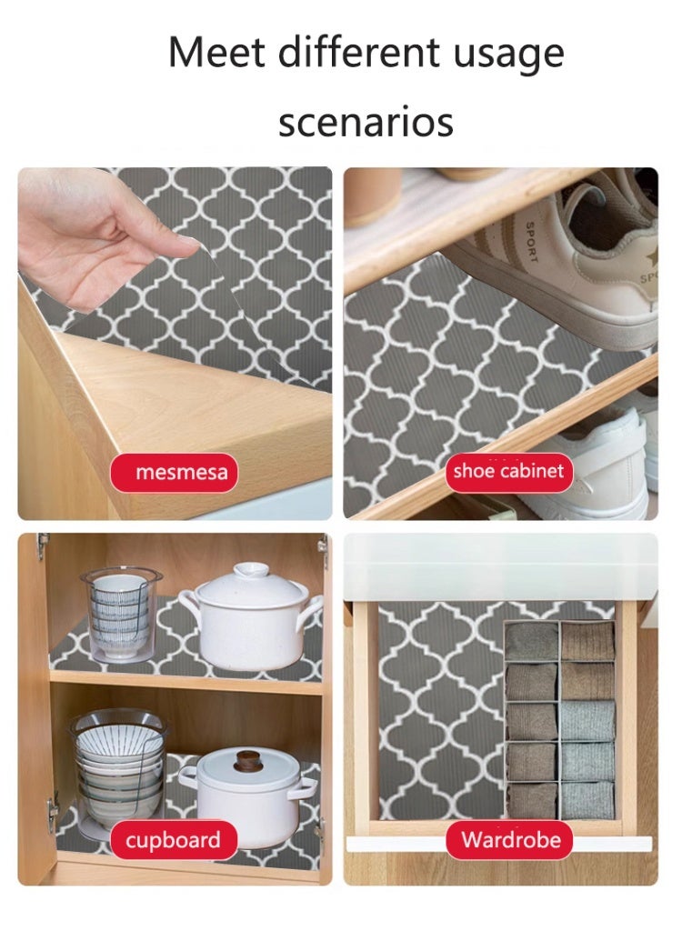 Kitchen cabinet shelf and drawer lining non-adhesive, strong anti-slip thickened cabinet shelf lining, dressing table cabinet waterproof pad, gray, 30*150cm  - Image 2