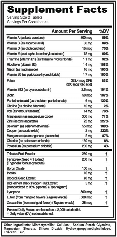 Evlution إيفلشن نيوترشن فيتاتست  فيتامينات  دعم التستوستيرون  دعم الفيتامينات والمعادن الأساسية  مغذيات يومية للرجال  دعم التستوستيرون  دعم العظام والعين  دعم المناعة  45 حصة  90 قرص - Image 2