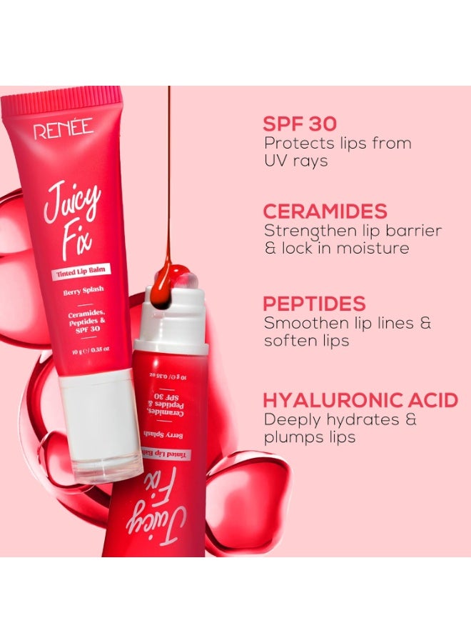 RENEE Juicy Fix Tinted Lip Balm- Berry Splash | Shiny, Glossy Finish | Protects Lips With SPF 30 | Repairs & Nourishes Dry, Flaky Lips | With Peptides, Ceramides & Hyaluronic Acid | 10 g - Image 5