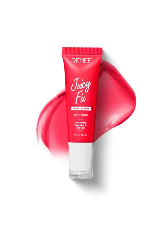 RENEE Juicy Fix Tinted Lip Balm- Berry Splash | Shiny, Glossy Finish | Protects Lips With SPF 30 | Repairs & Nourishes Dry, Flaky Lips | With Peptides, Ceramides & Hyaluronic Acid | 10 g - Image 1