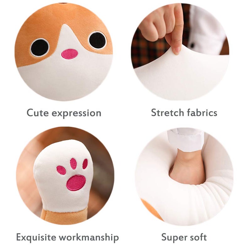Jensquaify Cat Plush Hugging Pillow, Soft Kitten Plush Body Toy Gifts for Kids (Brown, 27.55 inch) - Image 2