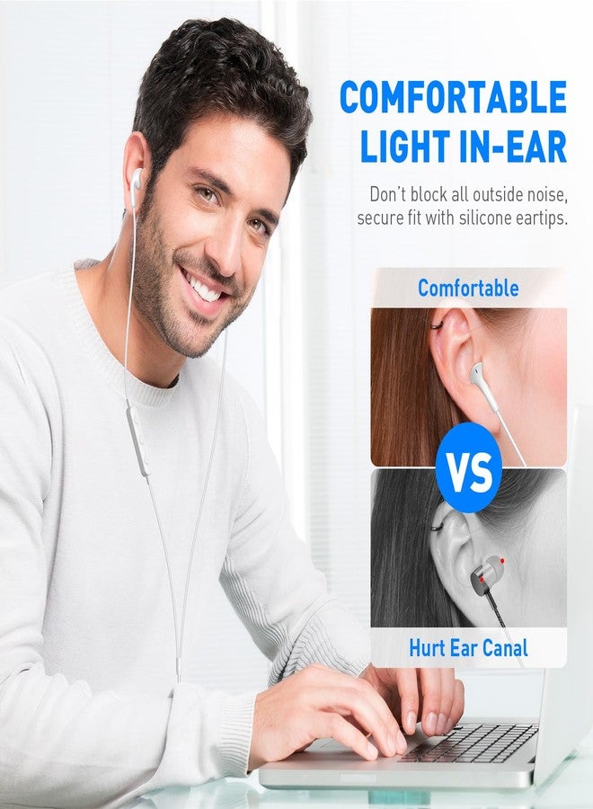 APETOO Wired Earbuds Light in-Ear Headphones for MacBook Pro Air/Laptop, Corded Earphones with 3.5mm Jack Microphone Volume Control Plug-in Ear Buds for iPhone/Samsung/Android/Switch/PC/Kid/School, White - Image 4