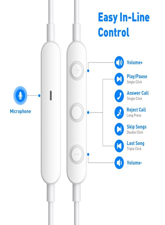 APETOO Wired Earbuds Light in-Ear Headphones for MacBook Pro Air/Laptop, Corded Earphones with 3.5mm Jack Microphone Volume Control Plug-in Ear Buds for iPhone/Samsung/Android/Switch/PC/Kid/School, White - Image 5